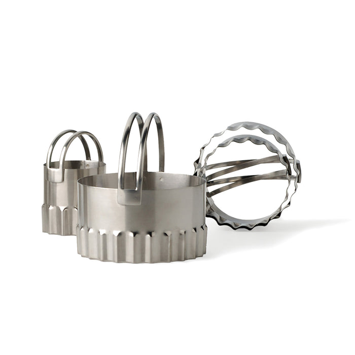 RSVP Endurance Stainless Steel Round Biscuit Cutters Rippled, set of 4