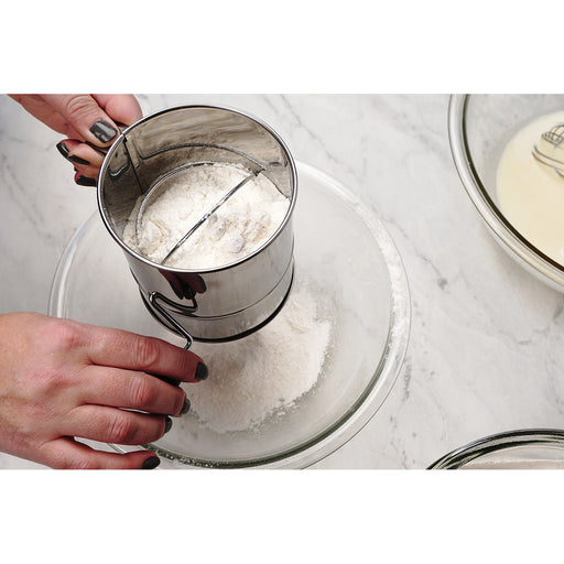 RSVP Endurance Stainless Steel Crank Style Flour Sifter 3 cup