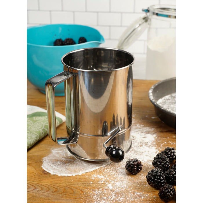 RSVP Endurance Stainless Steel Crank Style Flour Sifter 3 cup