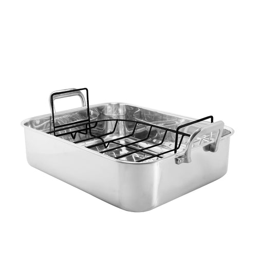 Chantal Stainless Steel Roaster with Nonstick Roasting Rack, 15.5" x 12" x 4"
