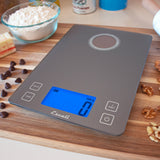 Escali Stela Solar USB Kitchen Scale with Backlight, 15 lb. Capacity, Grey