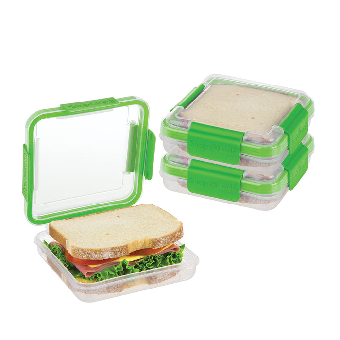 Progressive Snap-Lock Sandwich To Go Container, Set of 3, Green