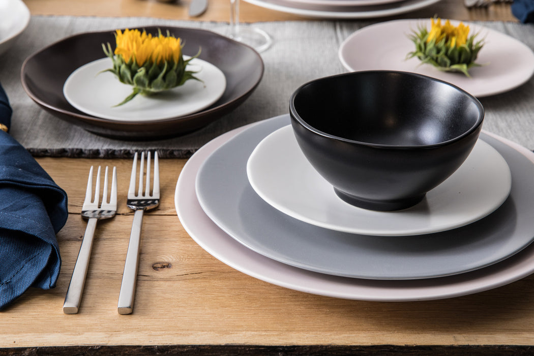 Fortessa Vitraluxe Dinnerware Heirloom Salad Plate, 8-Inch, Set of 4, Charcoal
