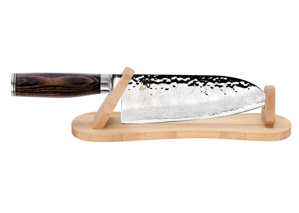 Shun Premier 7 Inch Sumo Santoku Knife With Bamboo Display Stand