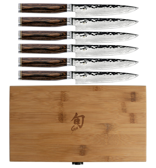 Shun Premier 6 Piece Steak Knife Set w/Bamboo Storage Box