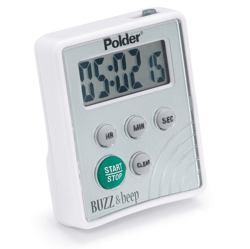 Polder TMR-2125 Buzz And Beep Digital Kitchen Timer, White