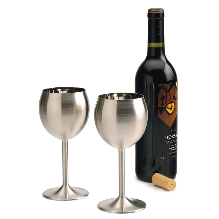 RSVP Endurance Stainless Steel Wine Glasses, Set of 2