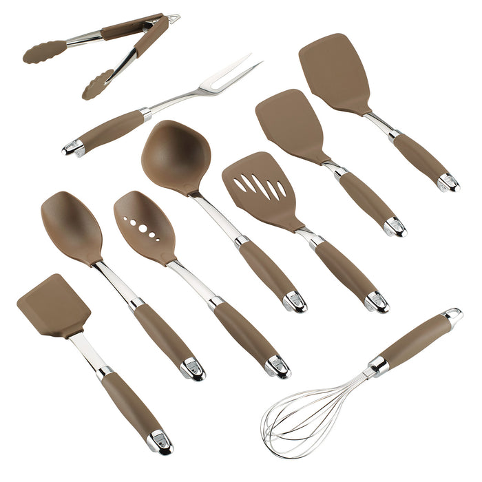Anolon Tools and Gadgets SureGrip Nonstick Kitchen Utensil Set, 10-Piece, Bronze