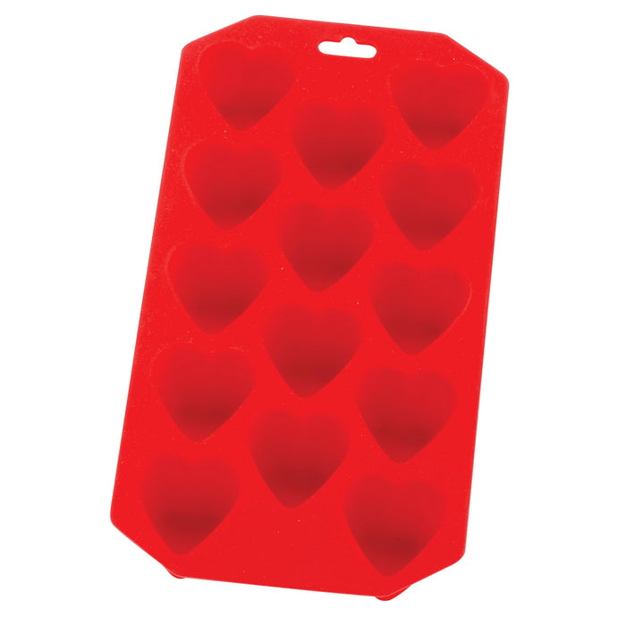 HIC Silicone Heart Ice Tray & Mold, Red